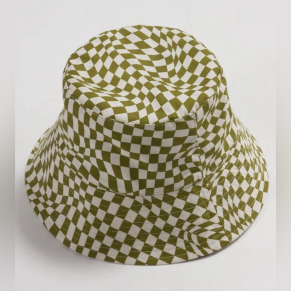 BAGGU Moss Trippy Checkerboard Bucket Hat